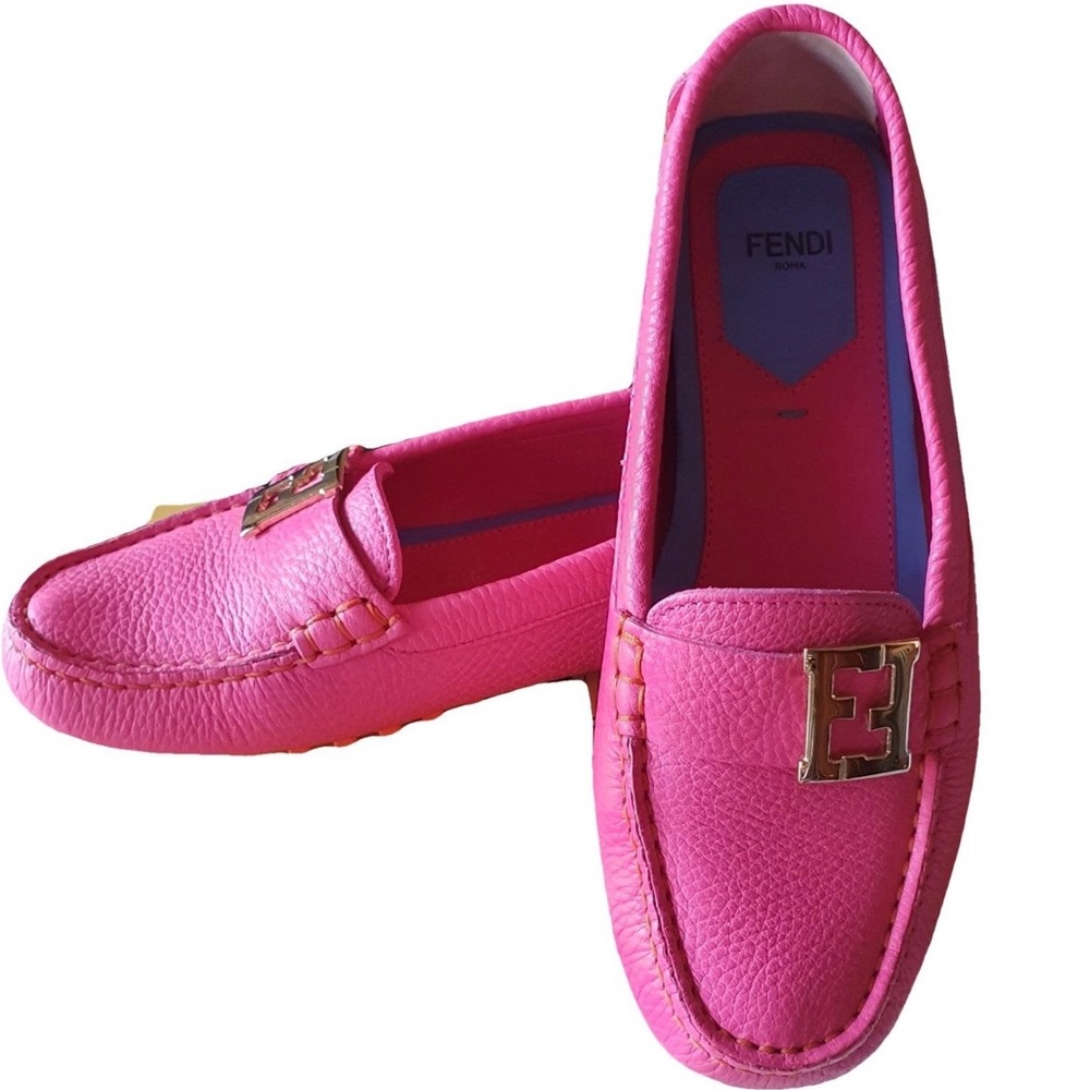 Fendi FF Logo Women's Pink Loafers